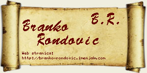 Branko Rondović vizit kartica
